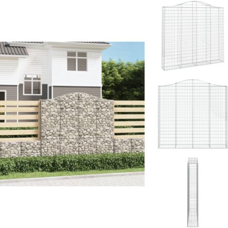 Gabione mit Hochbogen 200x30x180/200 cm Verzinktes Eisen Gabionenkorb
