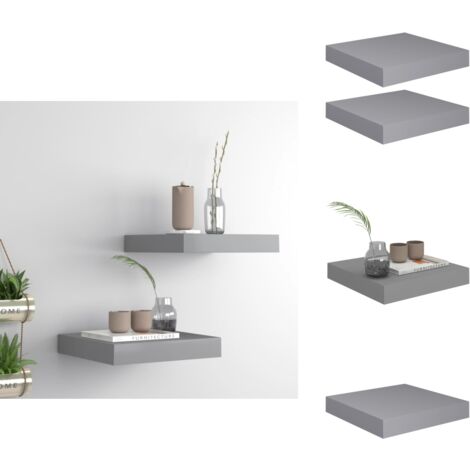 Massbinet Schweberegale Bilderleisten - 2 Stück Grau 40x9x3 Cm MDF