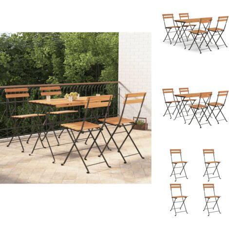 GartenmöbelSets Living 5tlg. BistroSet Klappbar Massivholz Akazie