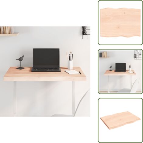 Tischplatte 80x60x(2-4) cm Massivholz Unbehandelt Baumkante - Holztischplatte - Eiche Massiv - Tischplatte Ersetzen - Esstischplatte - Wohnzimmer Dekoration (1/5)