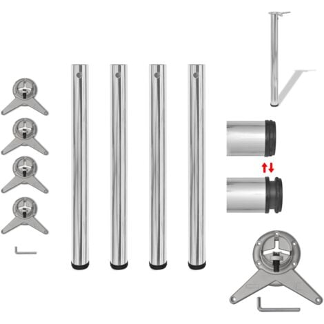 Tischbeine - 4x Höhenverstellbares Tischbein Tischbeine Chrom 710 Mm