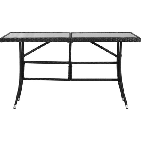 Gartentische Living Gartentisch Schwarz 140 x 80 x 74 cm Poly Rattan