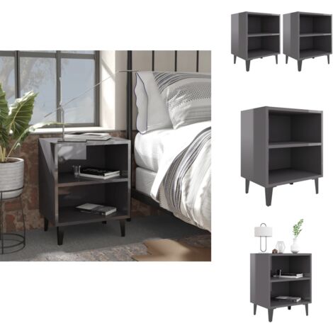 Amyove 2er Set Graue Nachttische Mit Ladestation – USB & Steckdose, Schublade, Für Schlafzimmer & Wohnzimmer