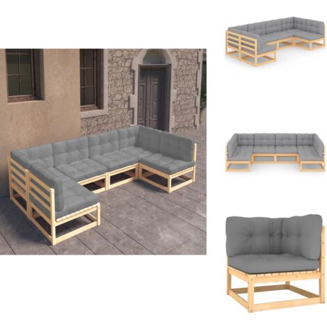 6tlg. GartenLoungeSet mit Kissen Massivholz Kiefer Garten Lounge