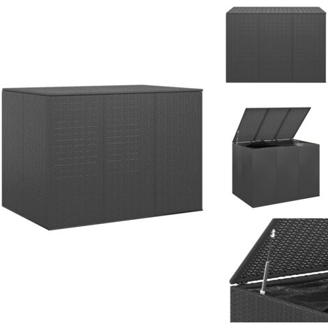 GartenKissenbox PE Rattan 145x100x103 cm Schwarz Gartenkiste PE