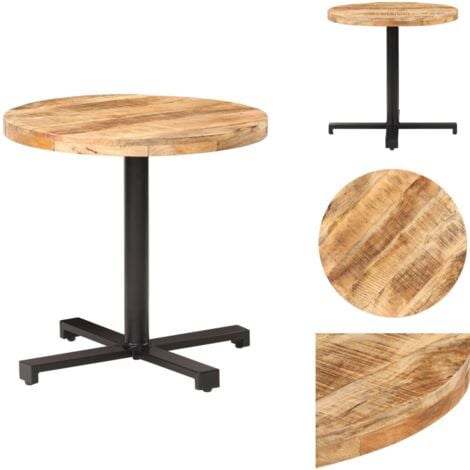 Bistrotisch Rund Ø80x75 cm Raues Mangoholz Esstisch Bistrotisch
