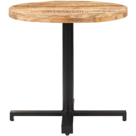Bistrotisch Rund Ø80x75 cm Raues Mangoholz Esstisch Bistrotisch
