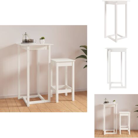 BeFair Bartisch Weiß 60x60x100cm - Hochtisch Industrial Design Mit Fußstütze