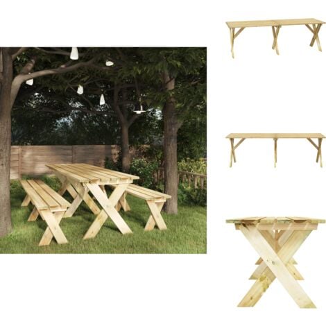 VidaXL Gartentisch Aus Kiefernholz 220x73x70cm - Robust & Imprägniert Für Terrasse & Garten