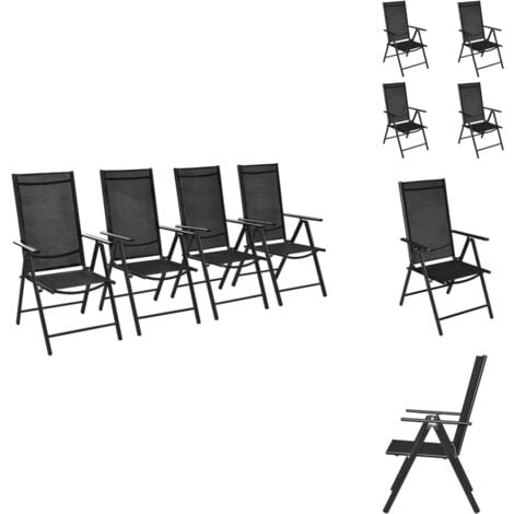 Gartenstühle Klappbar 4 Stk. Aluminium und Textilene Schwarz