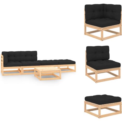 5tlg. GartenLoungeSet mit Kissen Massivholz Kiefer Garten Lounge