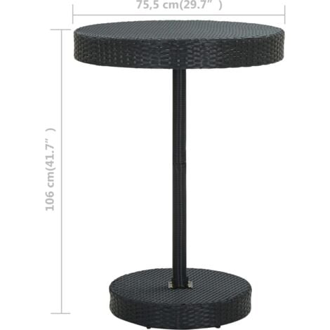 Gartentisch Schwarz 75,5x106 cm Poly Rattan Gartentisch