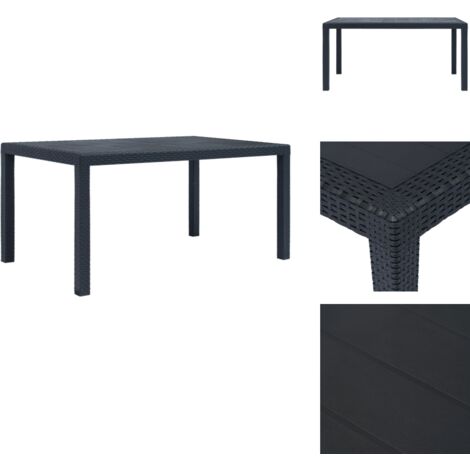 Gartentisch Anthrazit 150x90x72 cm Kunststoff RattanOptik