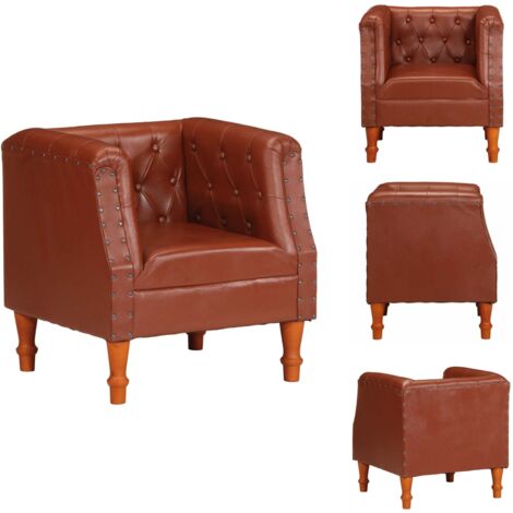 Antyki24 Ledersessel Braun Kolonialstil - Massivholz & Echtleder | Vintage Lesesessel Für Wohnzimmer & Büro