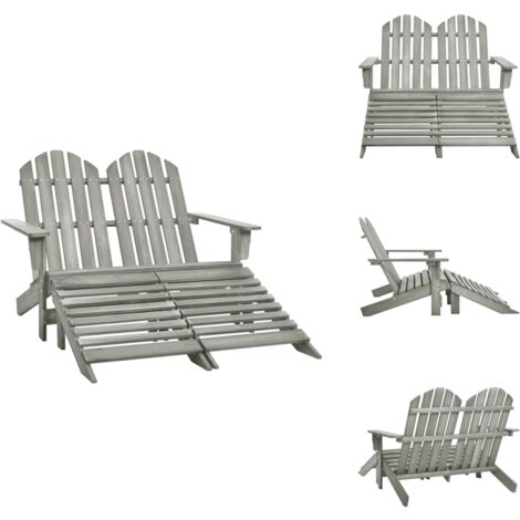 AdirondackGartenbank 2Sitzer mit Fußteil Tannenholz Grau