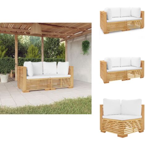 GartenEcksofas mit Kissen 2 Stk. Massivholz Teak