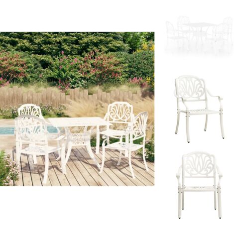 GartenmöbelSets Living 5tlg. BistroSet Aluminiumguss Weiß