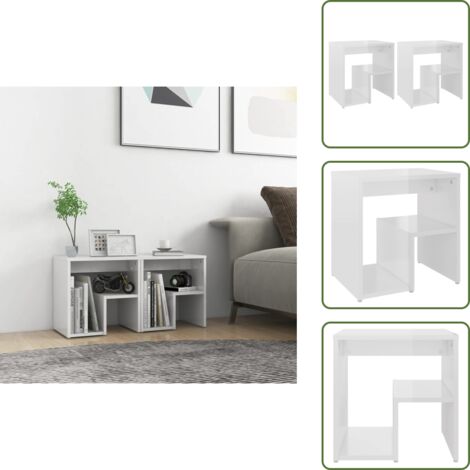 Nachttische 2 Stk. Hochglanz-Weiß 40x30x40 cm Holzwerkstoff - Nachttische - Holzwerkstoffe Möbel - Weißes Wohnzimmer - Wohnraum Deko - Kommode (1/5)