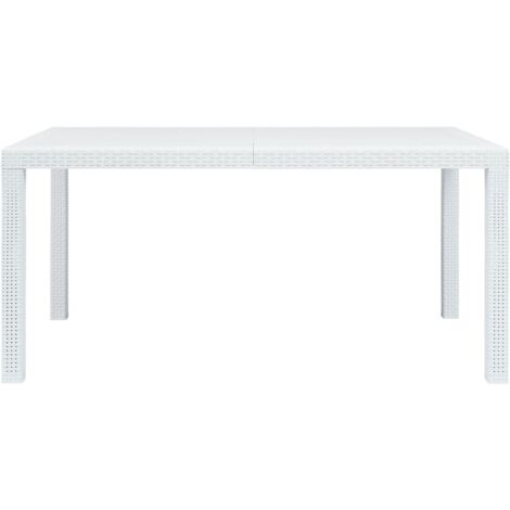 Gartentisch Weiß 150x90x72 cm Kunststoff RattanOptik Gartentisch