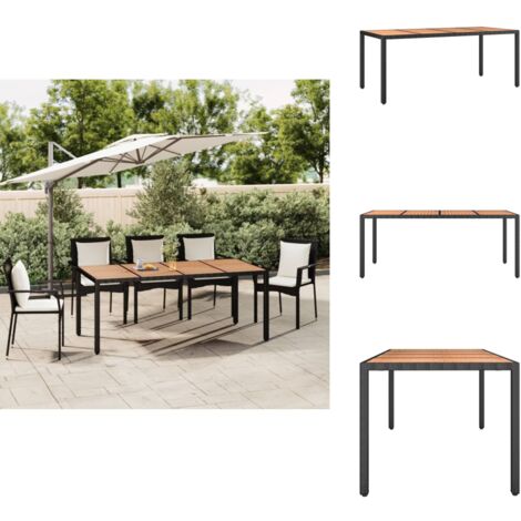 Gartentisch mit Holzplatte Schwarz Poly Rattan & Akazienholz