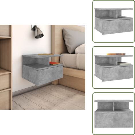Wand-Nachttisch Betongrau – Mit Schubladen, 45x30x35 Cm, Platzsparend & Stabil