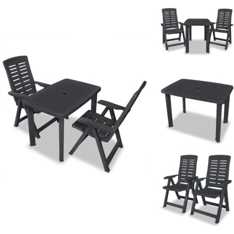GartenmöbelSets Living 3tlg. BistroSet Kunststoff Anthrazit