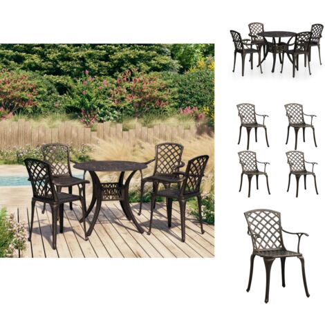 GartenmöbelSets Living 5tlg. BistroSet Aluminiumguss Bronzen
