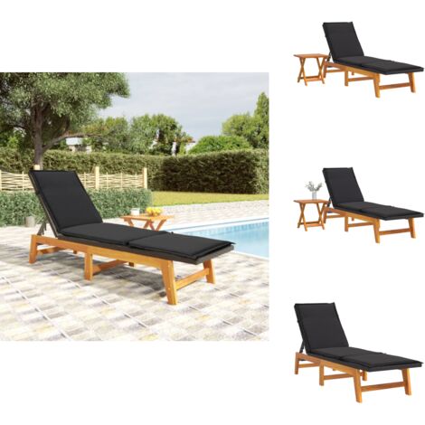 Sonnenliege mit Tisch Poly Rattan und Massivholz Akazie Sonnenliege