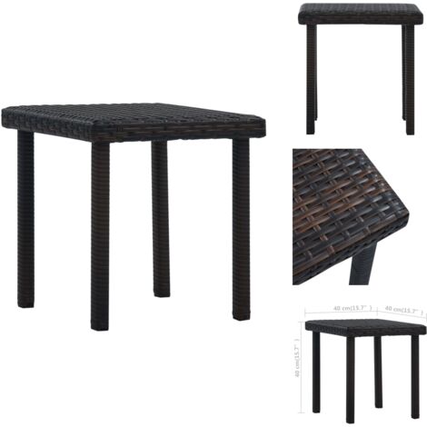 GartenBeistelltisch Braun 40×40×40 cm Poly Rattan Gartenmöbel