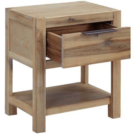 Bme Vivian Nachttisch Mit Schublade – Akazie Natur, Rustikales Design, 45.7x38.1x54.9 Cm