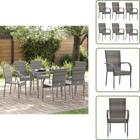 Gartenstühle Stapelbar 6 Stk. Grau Poly Rattan Gartensessel