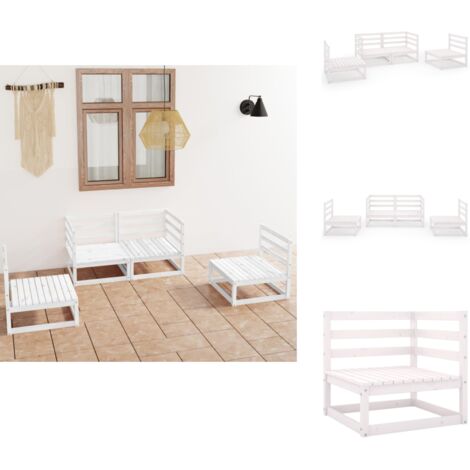 4tlg. GartenLoungeSet Weiß Massivholz Kiefer Gartenmöbel