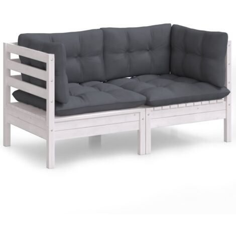 2SitzerGartensofa mit Anthrazit Kissen Massivholz Kiefer Gartensofa