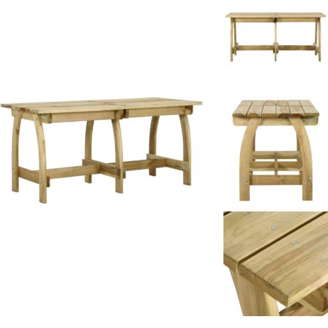 Gartentisch Aus Kiefernholz 220x73x70cm | Imprägnierter Holztisch Für Terrasse & Balkon