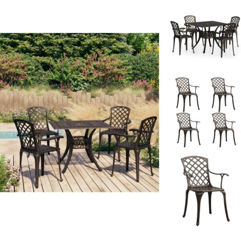 GartenmöbelSets Living 5tlg. BistroSet Aluminiumguss Bronzen
