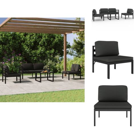 5tlg. GartenLoungeSet mit Kissen Aluminium Anthrazit Garten Lounge