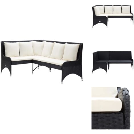GartenEcksofa 2tlg. Poly Rattan Schwarz Gartenmöbel Eckcouch