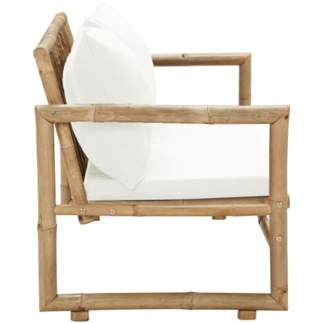 2Sitzer Gartensofa mit Polstern Bambus Bambusgartenbank