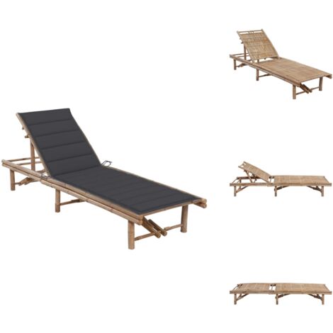 Garten-Sonnenliege mit Auflage Bambus - Bambus Liege - Gartenliege -  Sonnenliege - Relax Liege - Outdoor Mbel