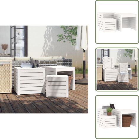 Gartenboxen - Living 3-tlg. Gartenbox-Set Weiß Massivholz Kiefer (1/5)