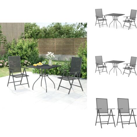 GartenmöbelSets Living 3tlg. GartenEssgruppe Anthrazit Stahl