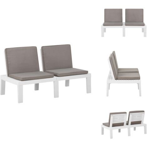 GartenLoungeBank mit Auflagen Kunststoff Weiß Gartenbank Lounge