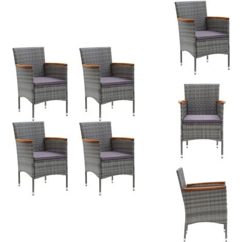 GartenEssstühle 4 Stk. Poly Rattan Grau Gartenstühle Outdoor Möbel