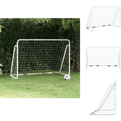 Fußball-Tore & -Netze - Living Fußballtor mit Netz Weiß 180x90x120 cm Stahl