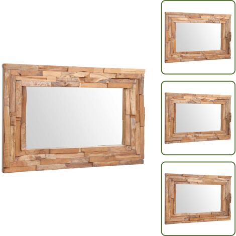 COSTWAY Rattan Wandspiegel 90x60 Cm – Mit Holzrahmen & Haken, Horizontal/vertikal Montierbar, Boho-Deko Für Wohnzimmer & Bad