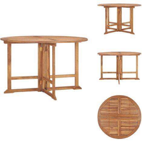GartenEsstisch Klappbar Ø110x75 cm Massivholz Teak Teak Esstisch