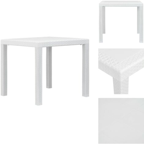 Gartentisch Weiß 79x79x72 cm Kunststoff RattanOptik Gartentisch