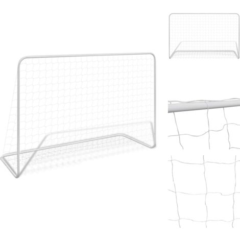 Fußball-Tore & -Netze - Living Fußballtor mit Netz 182x61x122 cm Stahl Weiß