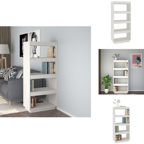 Bücherregal/Raumteiler Weiß 60x35x135 cm Massivholz Kiefer BucheRegal