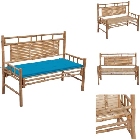 Gartenbank mit Auflage 120 cm Bambus Bambus Gartenbank Gartenmöbel